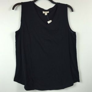 Bar III Medium Black Key Hole Sheer Top 4G82